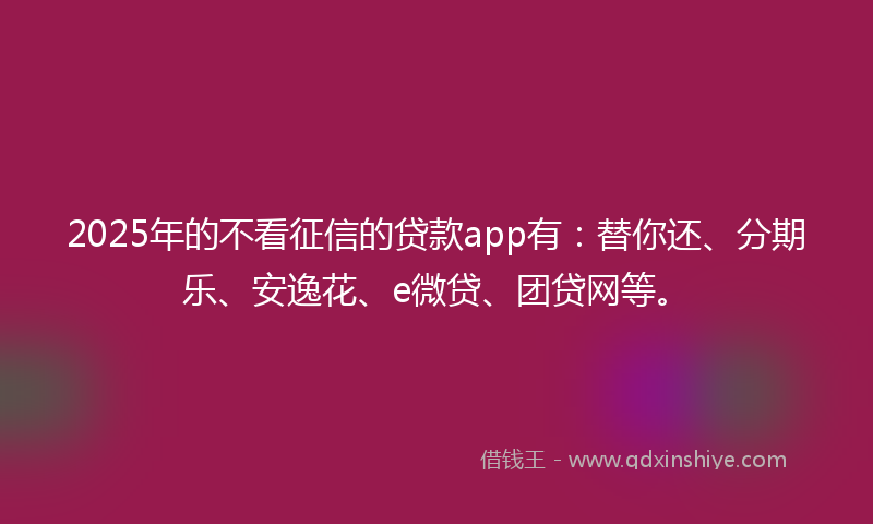 2025年的不看征信的贷款app有：替你还、分期乐、安逸花、e微贷、团贷网等。