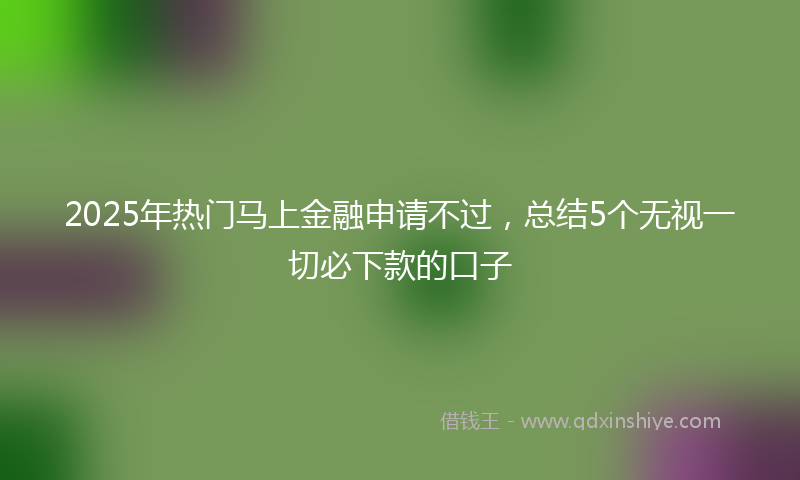 2025年热门马上金融申请不过，总结5个无视一切必下款的口子