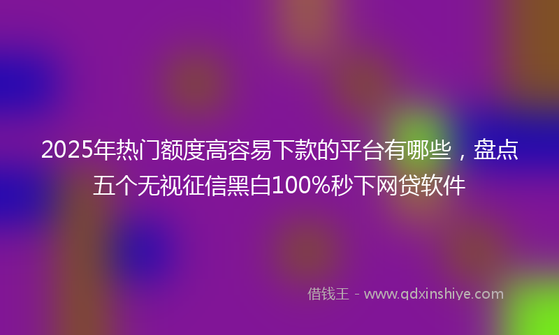 2025年热门额度高容易下款的平台有哪些，盘点五个无视征信黑白100%秒下网贷软件