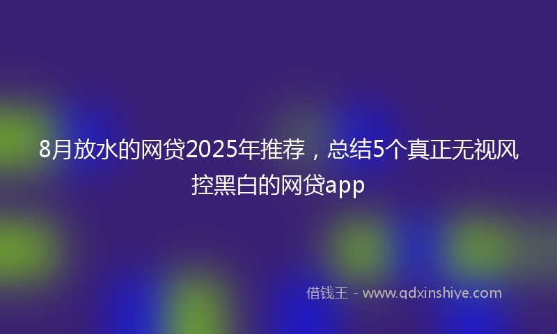 8月放水的网贷2025年推荐，总结5个真正无视风控黑白的网贷app