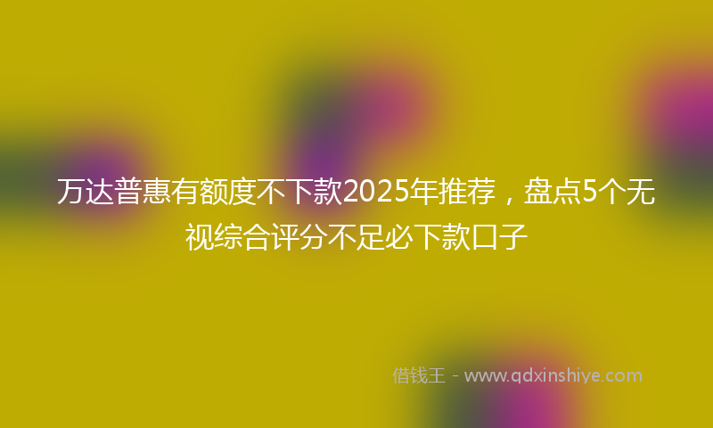 万达普惠有额度不下款2025年推荐，盘点5个无视综合评分不足必下款口子