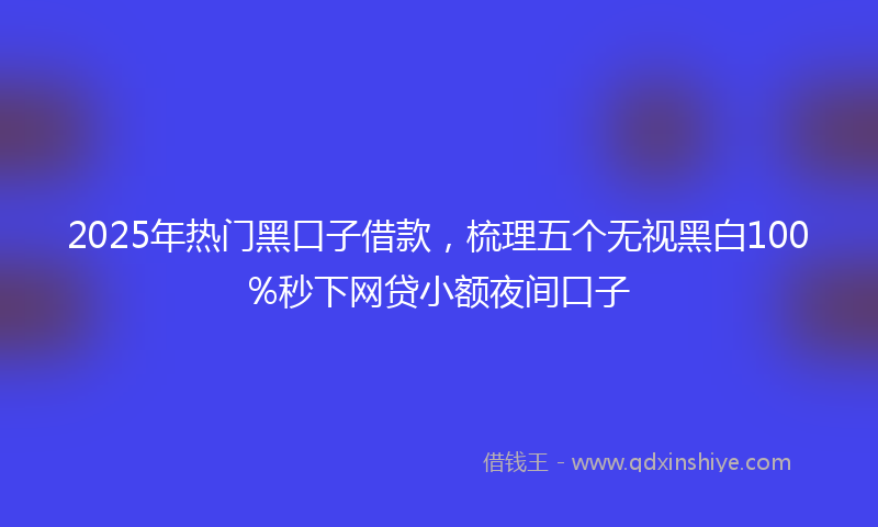2025年热门黑口子借款，梳理五个无视黑白100%秒下网贷小额夜间口子