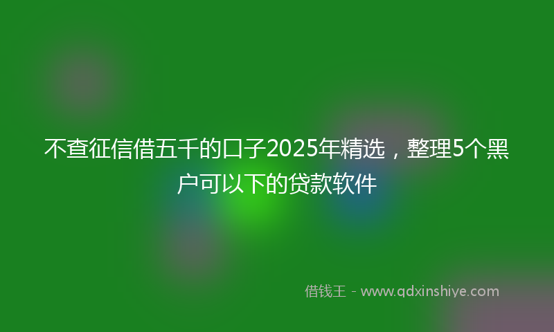 不查征信借五千的口子2025年精选，整理5个黑户可以下的贷款软件