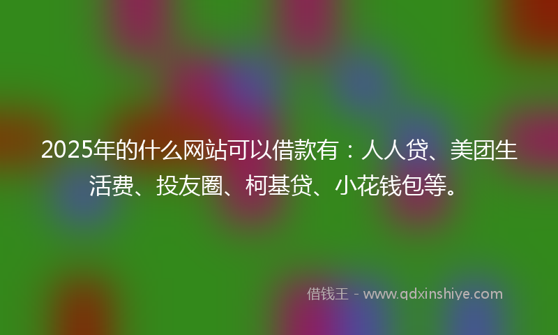 2025年的什么网站可以借款有：人人贷、美团生活费、投友圈、柯基贷、小花钱包等。