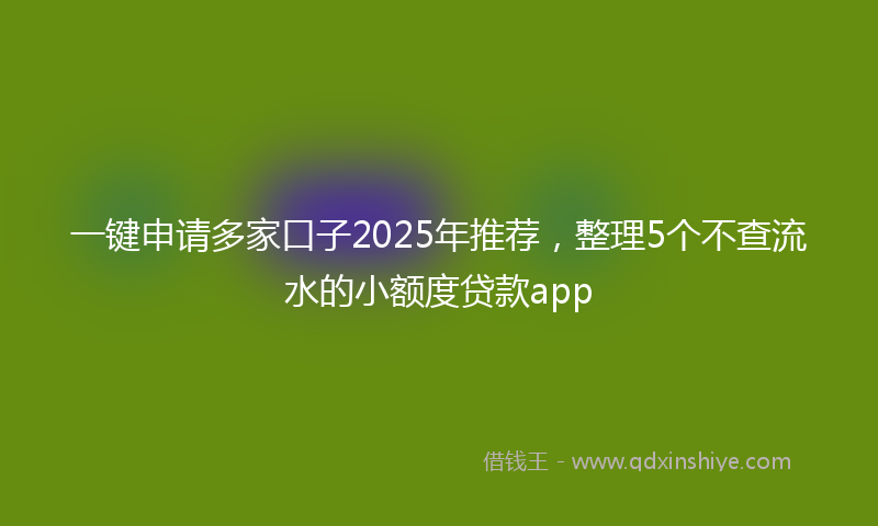 一键申请多家口子2025年推荐，整理5个不查流水的小额度贷款app