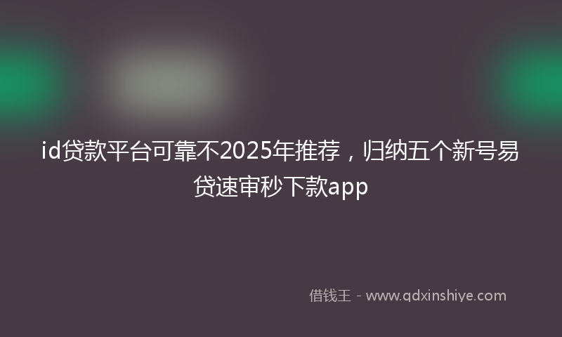 id贷款平台可靠不2025年推荐，归纳五个新号易贷速审秒下款app