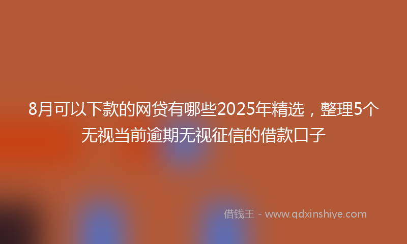 8月可以下款的网贷有哪些2025年精选，整理5个无视当前逾期无视征信的借款口子