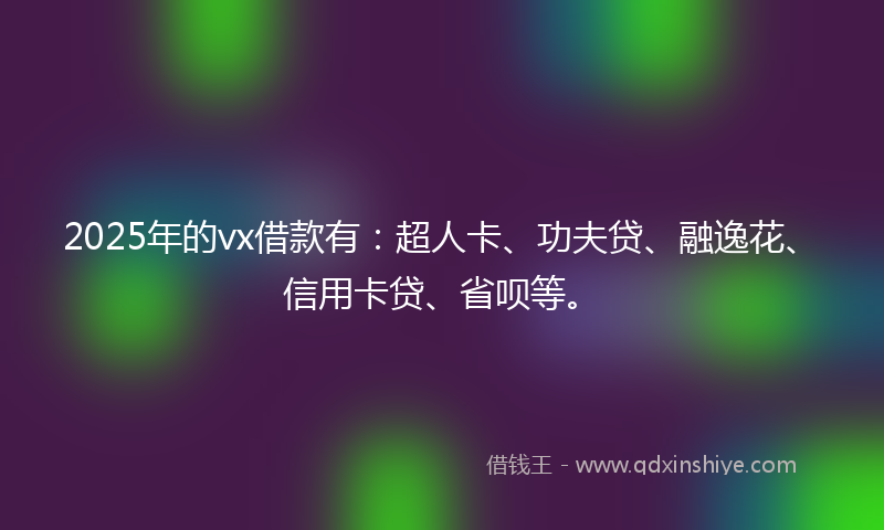 2025年的vx借款有：超人卡、功夫贷、融逸花、信用卡贷、省呗等。