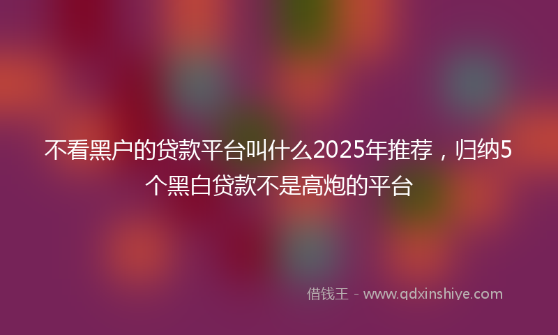 不看黑户的贷款平台叫什么2025年推荐，归纳5个黑白贷款不是高炮的平台