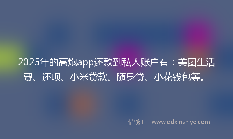 2025年的高炮app还款到私人账户有：美团生活费、还呗、小米贷款、随身贷、小花钱包等。