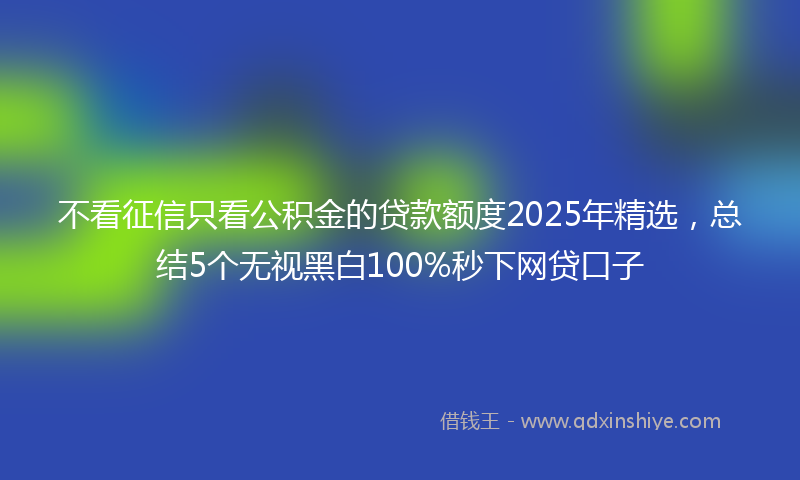 不看征信只看公积金的贷款额度2025年精选，总结5个无视黑白100%秒下网贷口子