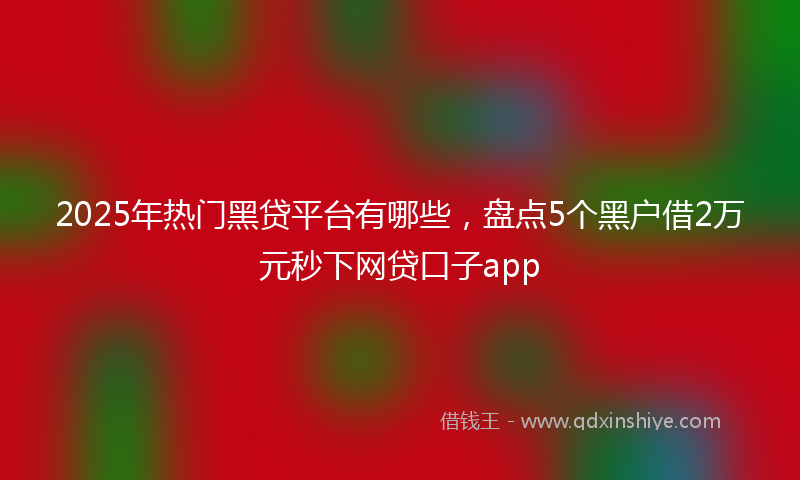 2025年热门黑贷平台有哪些，盘点5个黑户借2万元秒下网贷口子app