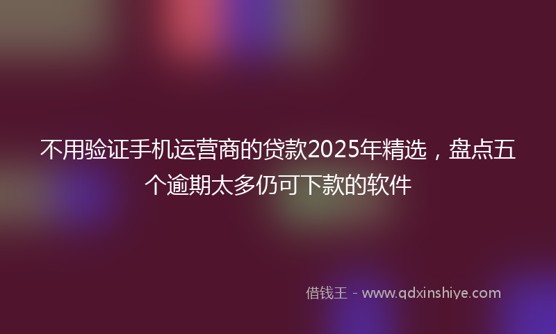 不用验证手机运营商的贷款2025年精选，盘点五个逾期太多仍可下款的软件