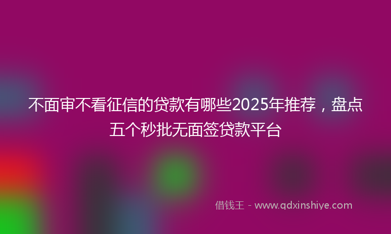 不面审不看征信的贷款有哪些2025年推荐，盘点五个秒批无面签贷款平台