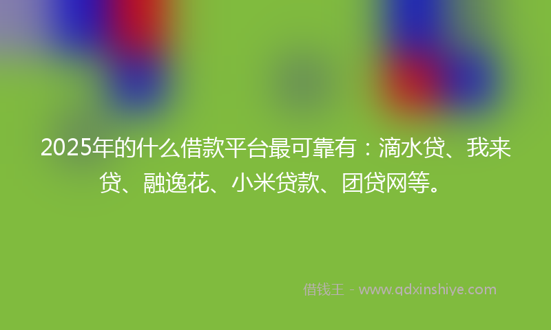 2025年的什么借款平台最可靠有：滴水贷、我来贷、融逸花、小米贷款、团贷网等。