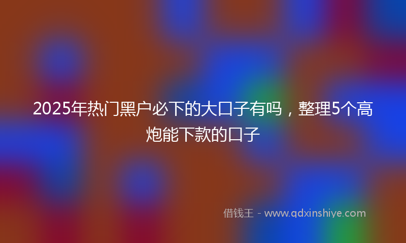 2025年热门黑户必下的大口子有吗，整理5个高炮能下款的口子