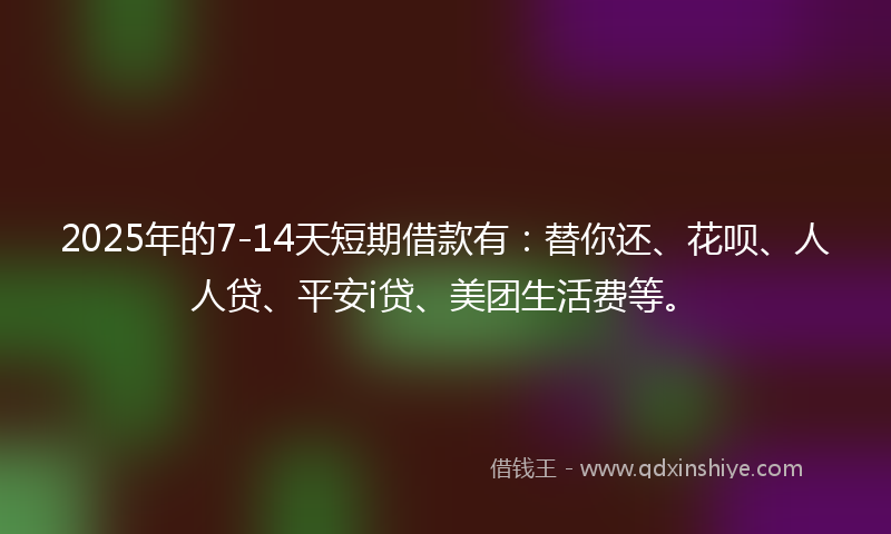 2025年的7-14天短期借款有：替你还、花呗、人人贷、平安i贷、美团生活费等。