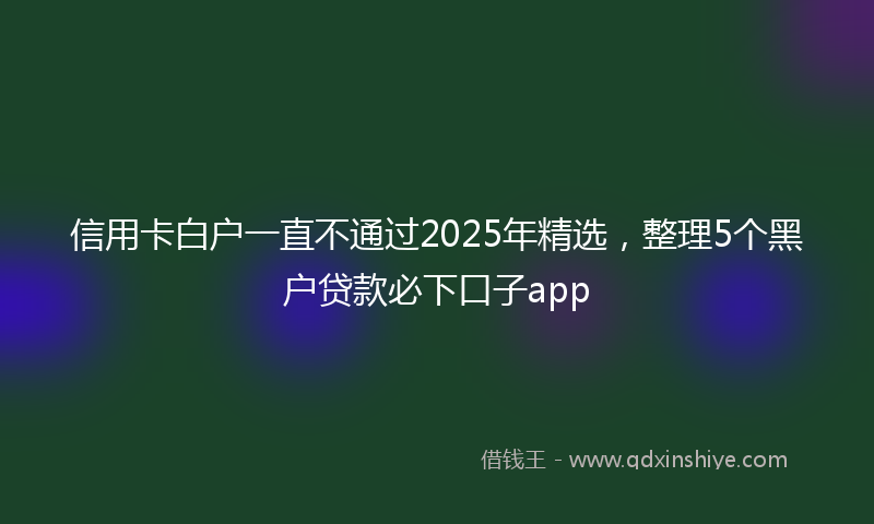 信用卡白户一直不通过2025年精选，整理5个黑户贷款必下口子app