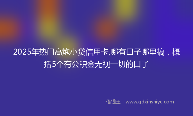 2025年热门高炮小贷信用卡,哪有口子哪里搞，概括5个有公积金无视一切的口子
