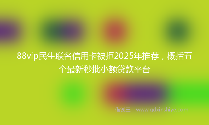 88vip民生联名信用卡被拒2025年推荐，概括五个最新秒批小额贷款平台