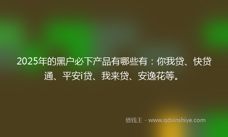 2025年的黑户必下产品有哪些有：你我贷、快贷通、平安i贷、我来贷、安逸花等。