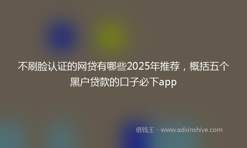 不刷脸认证的网贷有哪些2025年推荐，概括五个黑户贷款的口子必下app
