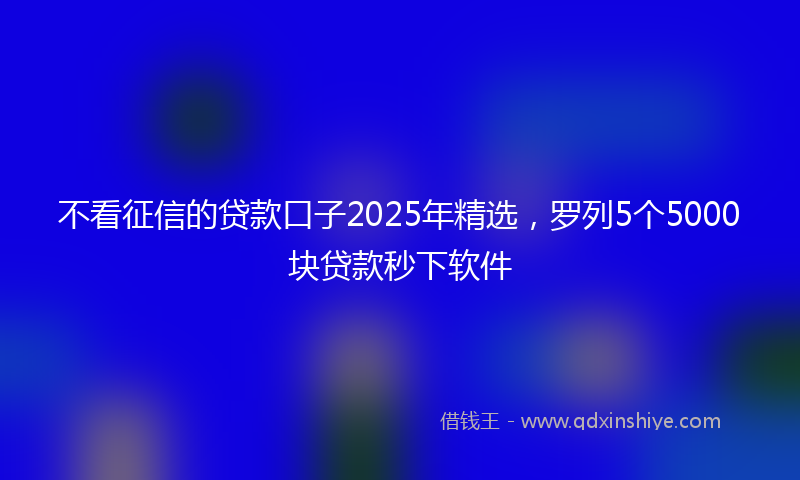 不看征信的贷款口子2025年精选，罗列5个5000块贷款秒下软件