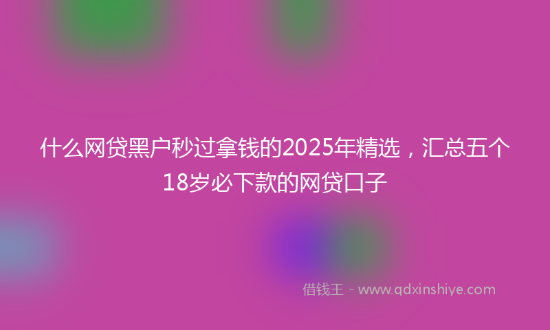什么网贷黑户秒过拿钱的2025年精选，汇总五个18岁必下款的网贷口子