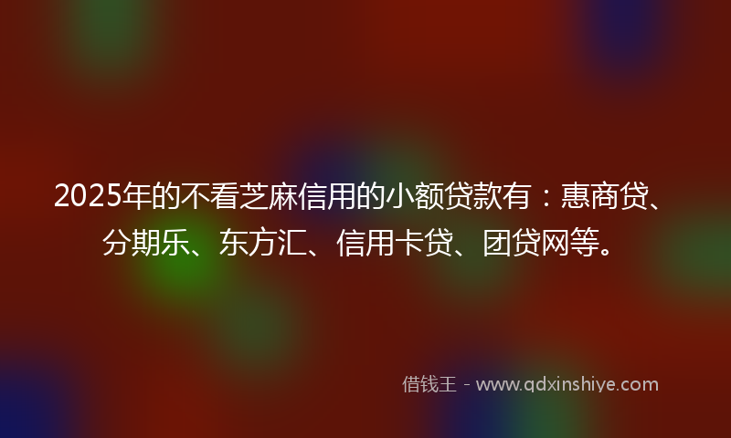 2025年的不看芝麻信用的小额贷款有：惠商贷、分期乐、东方汇、信用卡贷、团贷网等。
