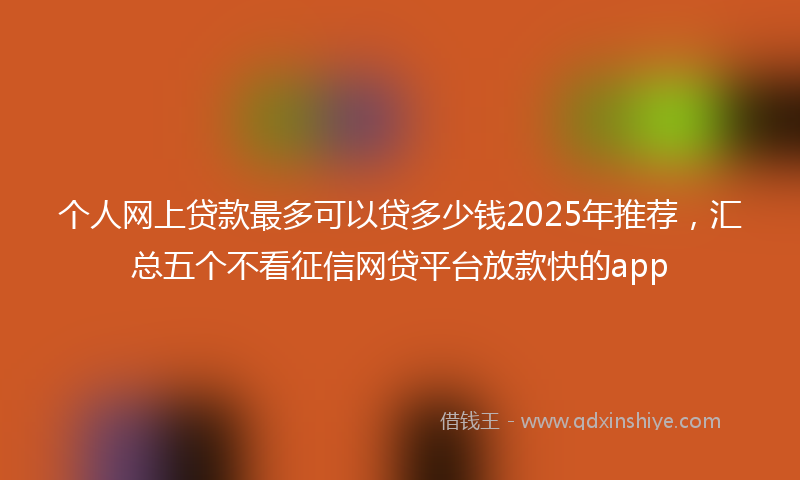 个人网上贷款最多可以贷多少钱2025年推荐，汇总五个不看征信网贷平台放款快的app