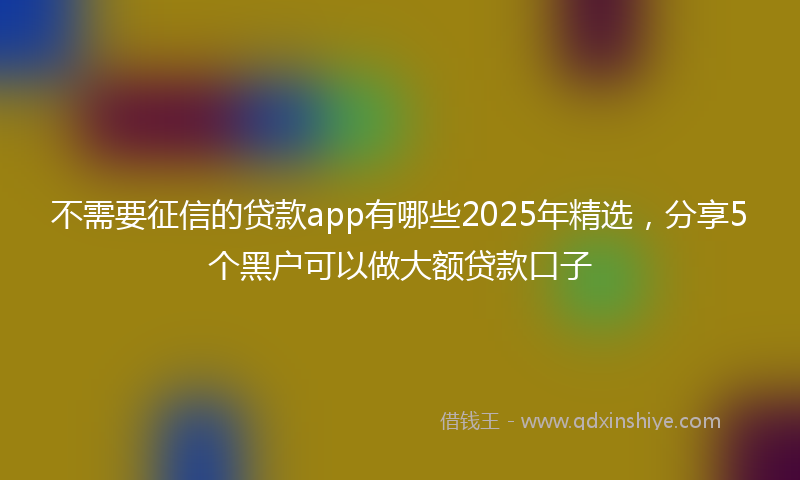 不需要征信的贷款app有哪些2025年精选，分享5个黑户可以做大额贷款口子