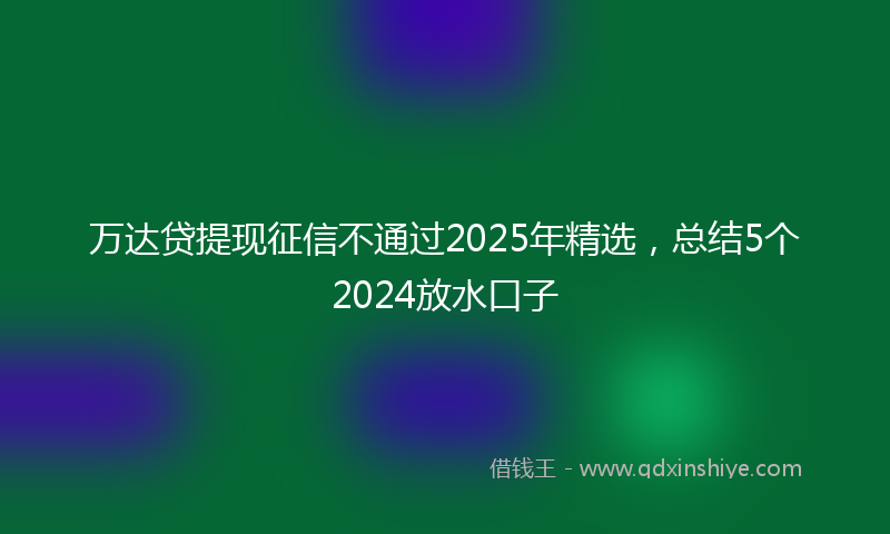 万达贷提现征信不通过2025年精选，总结5个2024放水口子