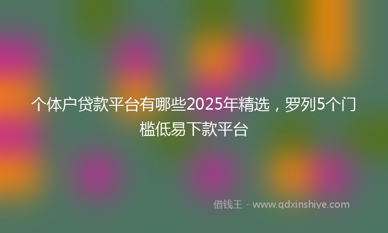 个体户贷款平台有哪些2025年精选，罗列5个门槛低易下款平台