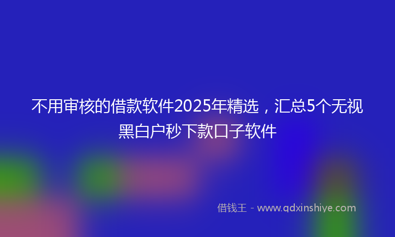 不用审核的借款软件2025年精选，汇总5个无视黑白户秒下款口子软件