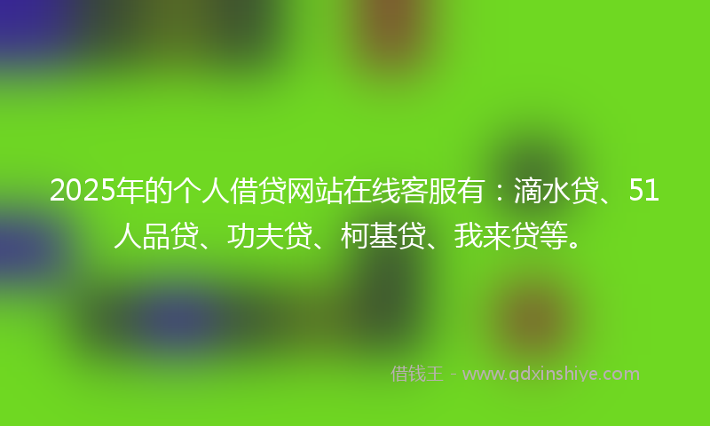2025年的个人借贷网站在线客服有：滴水贷、51人品贷、功夫贷、柯基贷、我来贷等。