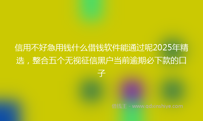 信用不好急用钱什么借钱软件能通过呢2025年精选，整合五个无视征信黑户当前逾期必下款的口子