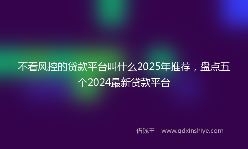 不看风控的贷款平台叫什么2025年推荐，盘点五个2024最新贷款平台