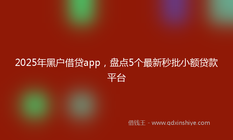 2025年黑户借贷app，盘点5个最新秒批小额贷款平台
