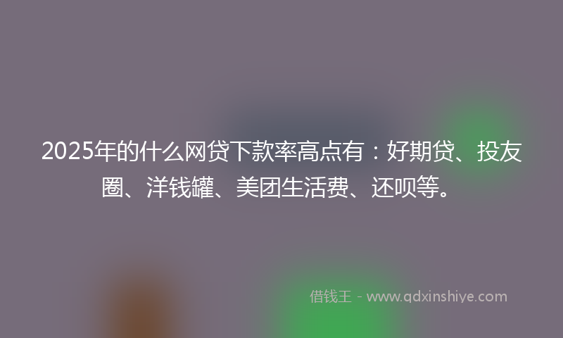 2025年的什么网贷下款率高点有：好期贷、投友圈、洋钱罐、美团生活费、还呗等。
