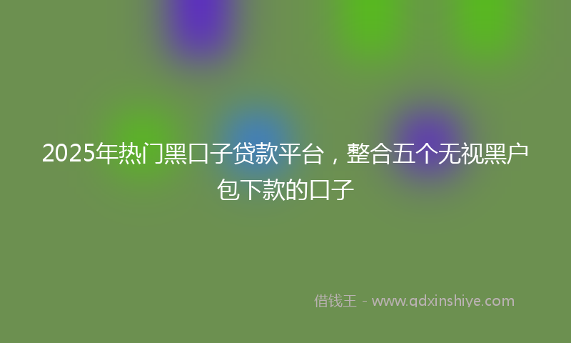 2025年热门黑口子贷款平台，整合五个无视黑户包下款的口子