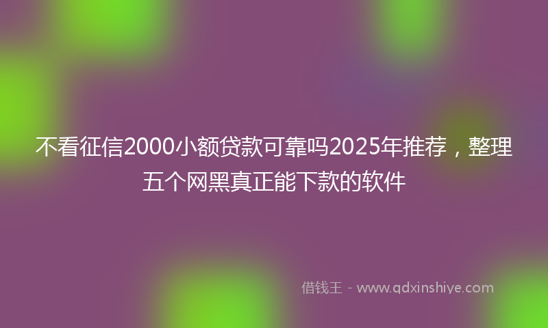 不看征信2000小额贷款可靠吗2025年推荐，整理五个网黑真正能下款的软件