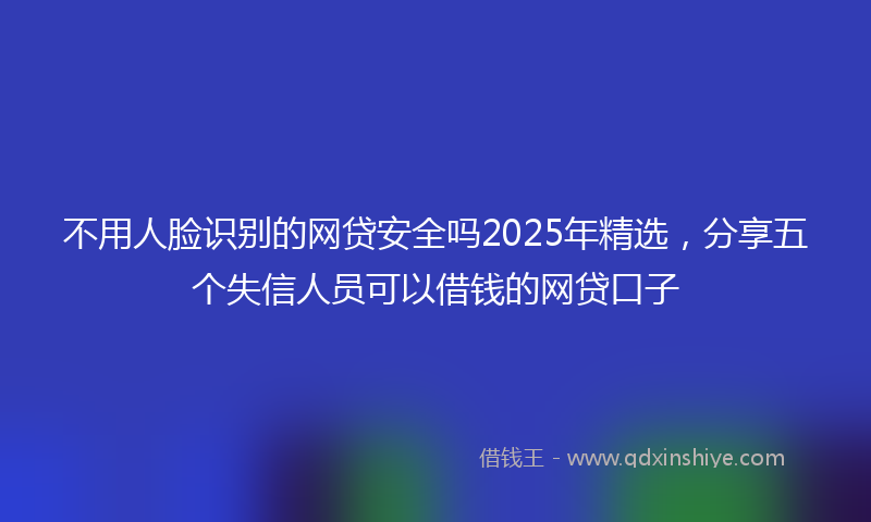 不用人脸识别的网贷安全吗2025年精选，分享五个失信人员可以借钱的网贷口子