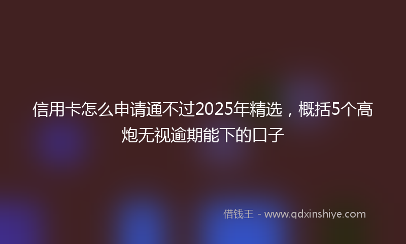 信用卡怎么申请通不过2025年精选，概括5个高炮无视逾期能下的口子