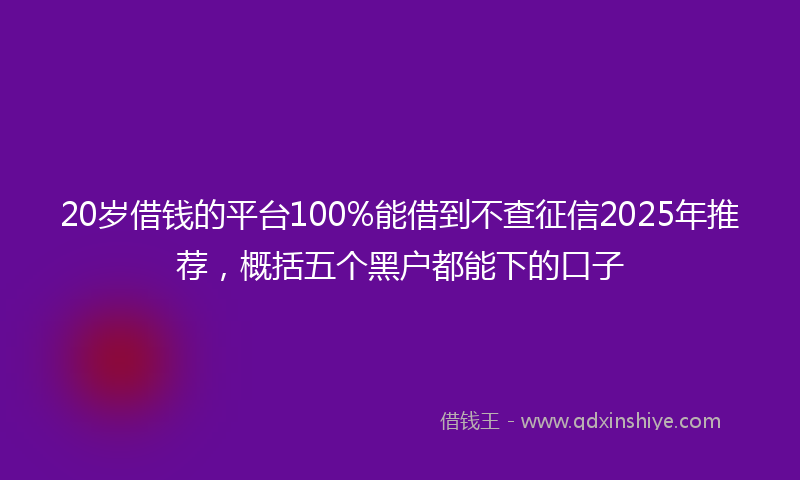 20岁借钱的平台100%能借到不查征信2025年推荐，概括五个黑户都能下的口子