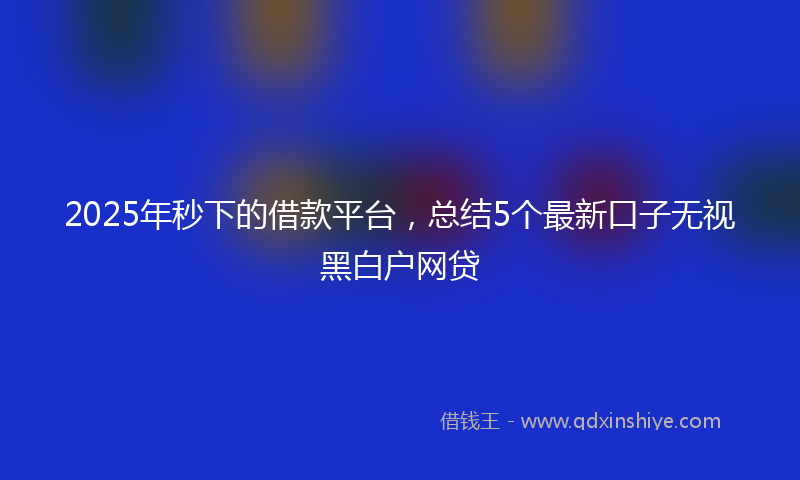 2025年秒下的借款平台，总结5个最新口子无视黑白户网贷