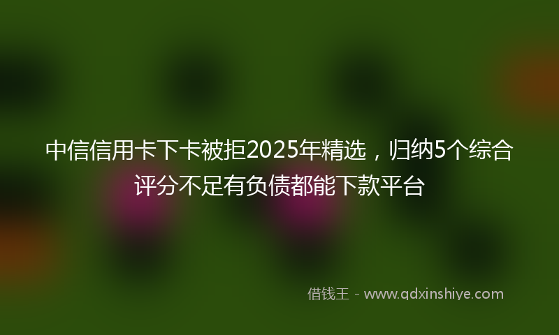 中信信用卡下卡被拒2025年精选，归纳5个综合评分不足有负债都能下款平台