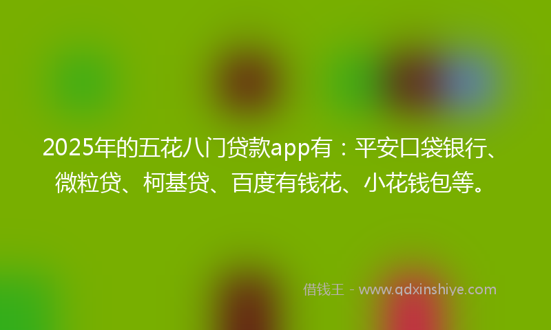 2025年的五花八门贷款app有：平安口袋银行、微粒贷、柯基贷、百度有钱花、小花钱包等。