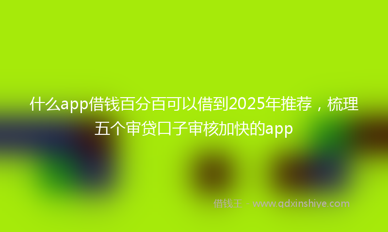 什么app借钱百分百可以借到2025年推荐，梳理五个审贷口子审核加快的app