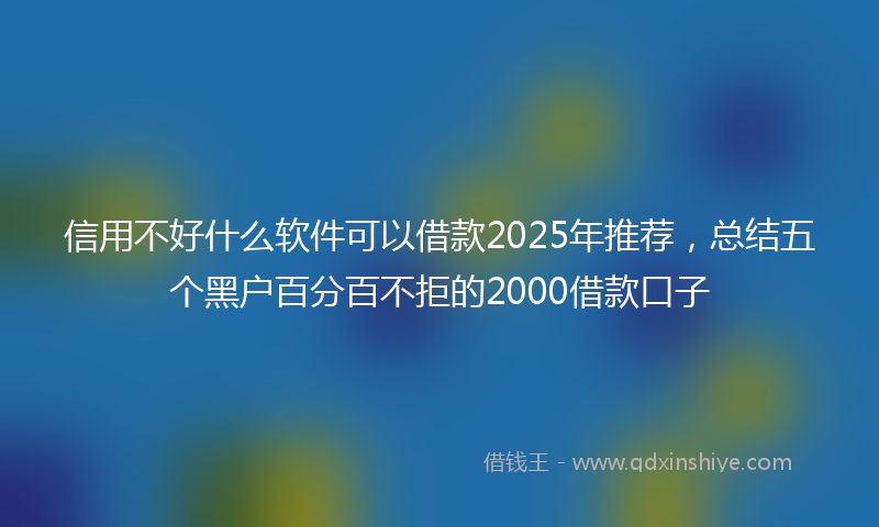 信用不好什么软件可以借款2025年推荐，总结五个黑户百分百不拒的2000借款口子