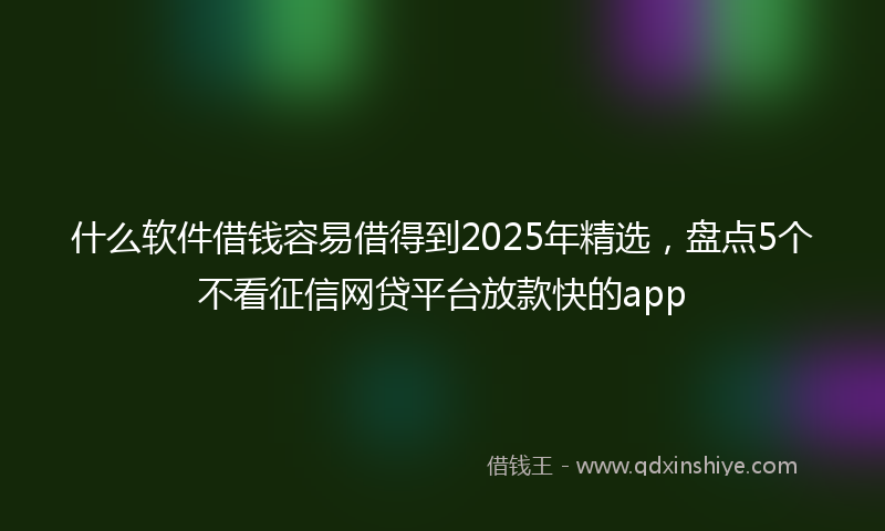 什么软件借钱容易借得到2025年精选，盘点5个不看征信网贷平台放款快的app